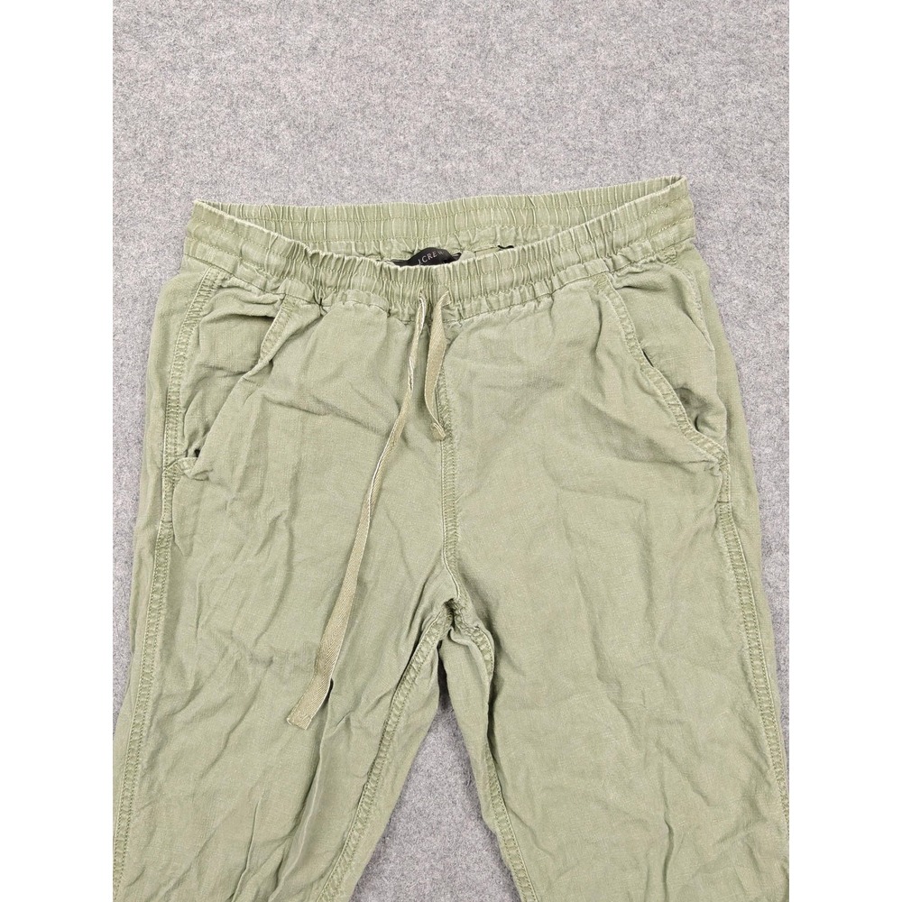 J Crew Pants Womens 4 Green Linen Twill Jogger Cuffed Elastic Waist Casual - Picture 2 of 10